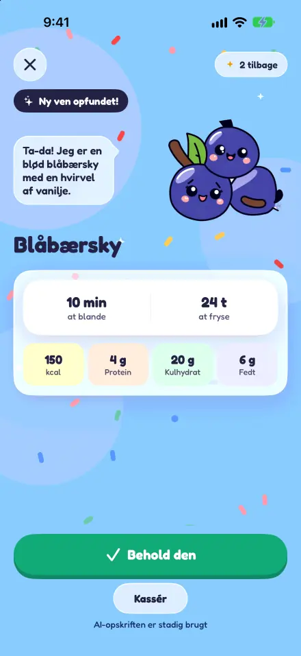 Scoopiis AI-kok har lige opfundet en ny opskrift og tegnet dens ven